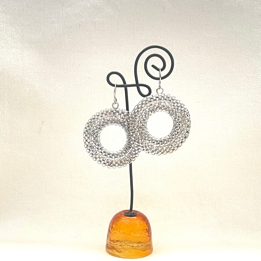 Weave Design Silver Earrings